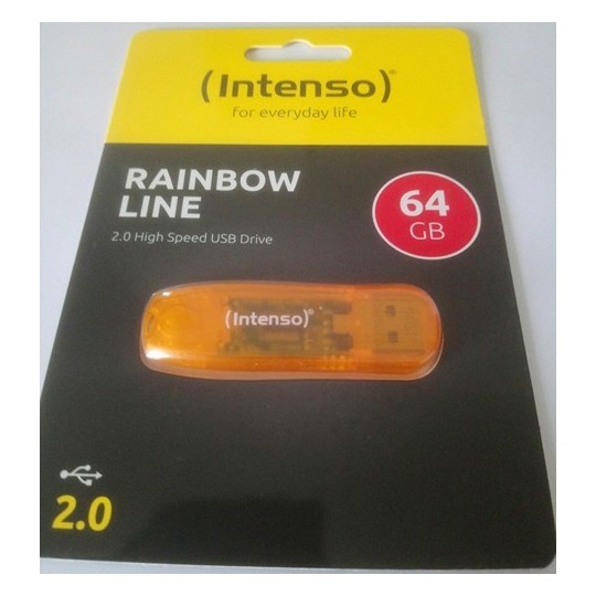 CLÉ USB 64 GO INTENSO RAINBOW LINE - USB 2.0 - ORANGE